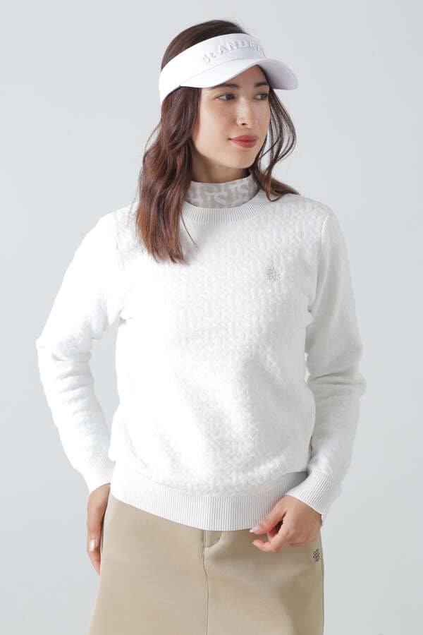 14G STロゴジャガード クルーネックニットプルオーバー (WOMENS)