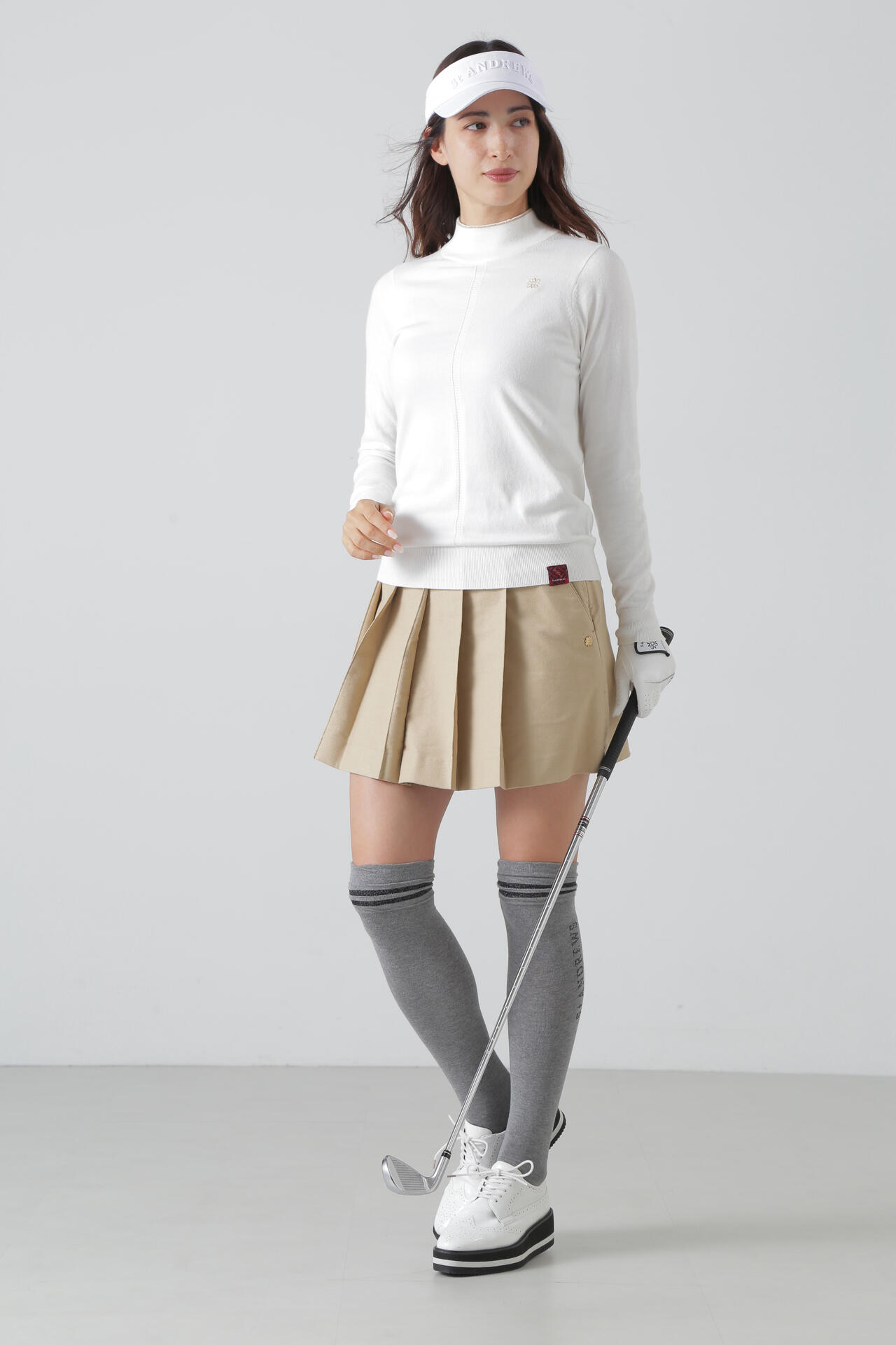 セントアンドリュース ゴルフウェア 長袖セーター 秋 冬 カシミヤタッチ天竺モックネックニット (0424274051) メンズ St ANDREWS