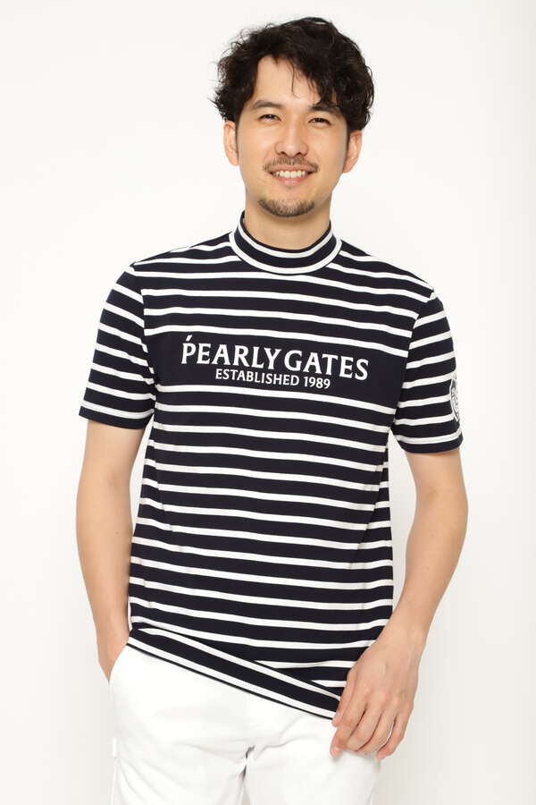 激安先着 PEARYGATES パーリーゲイツ 半袖 ボーダー ハイネックシャツ