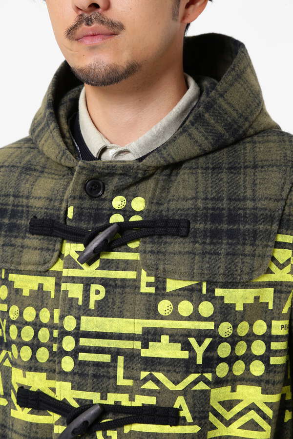 ブリスターチェックジャガード ボンディング加工 ダッフルコート ＜ナバホ柄＞