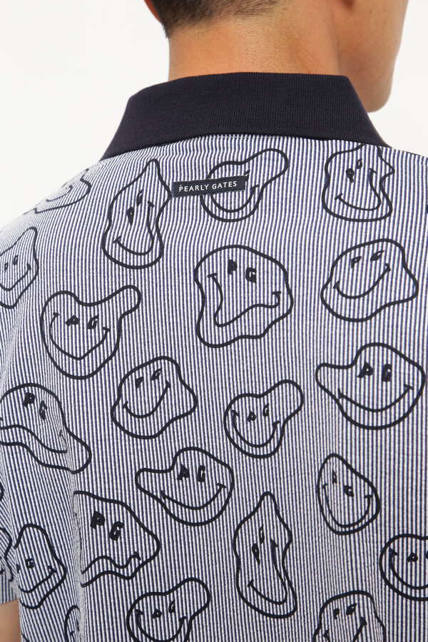 ピケサッカー ストライプ柄 半袖ポロシャツ <TOKE NICOシリーズ>