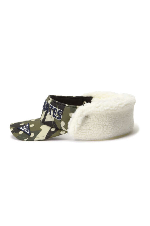 耳当て付きボアバイザー ＜カモドット/ボーダー/ナバホ柄＞ (UNISEX)