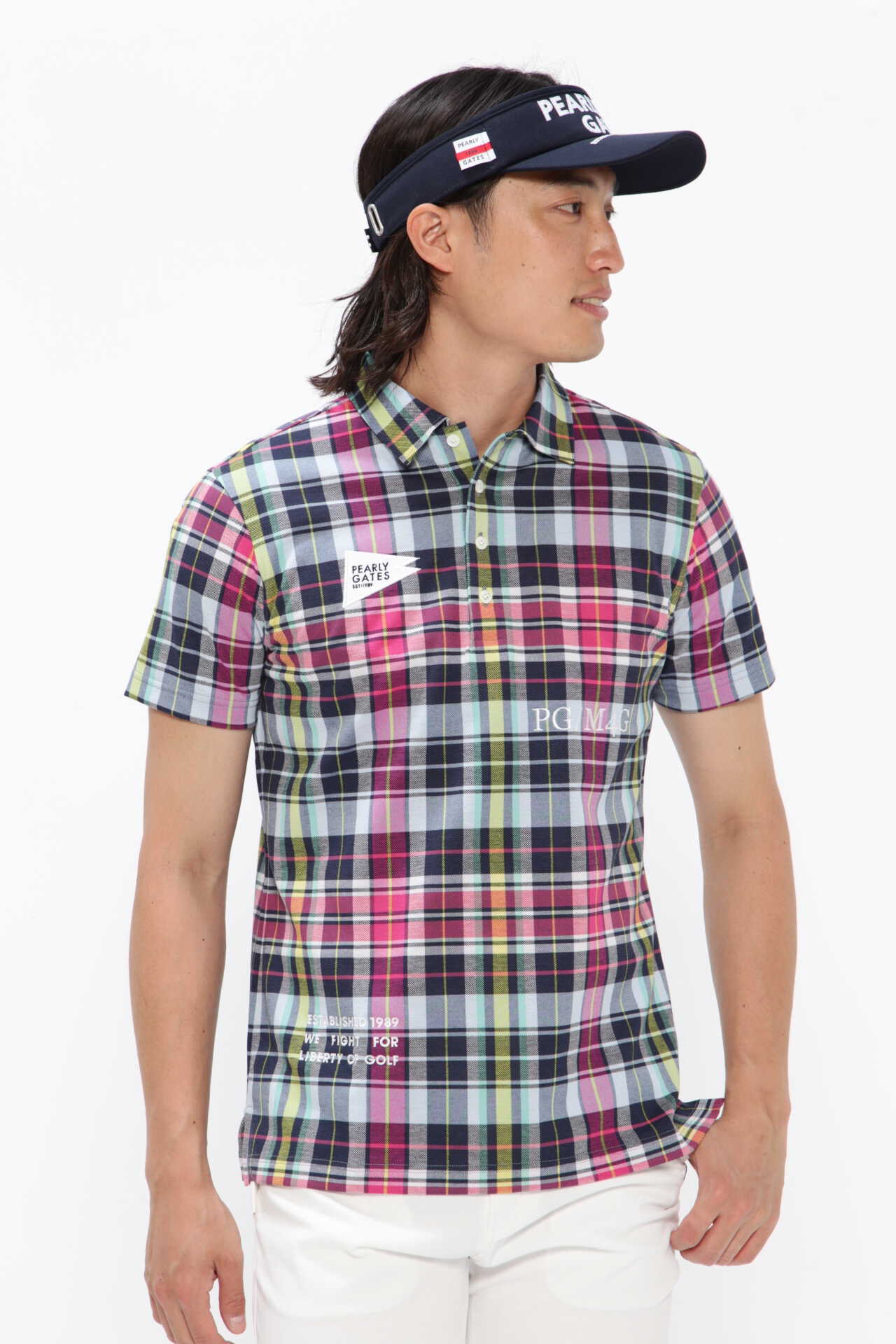 パーリーゲイツ PEARLYGATES ポロシャツ 半袖 チェック ゴルフウェア