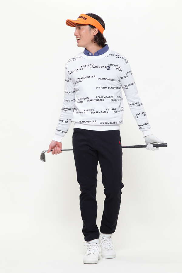 Emilcotoni クルーネックニットプルオーバー＜ロゴボーダー柄＞