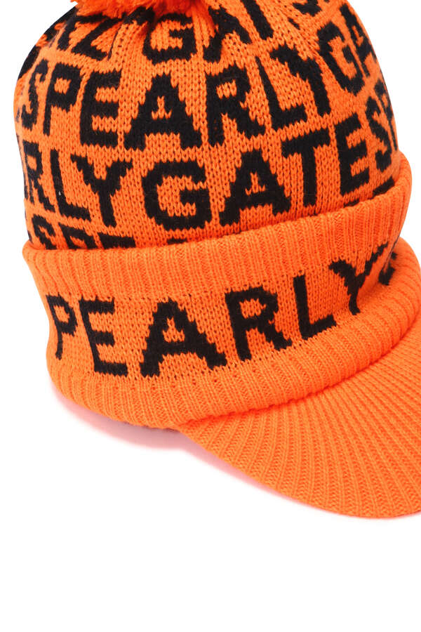 ロゴ総柄 つば付きニットワッチ (UNISEX)