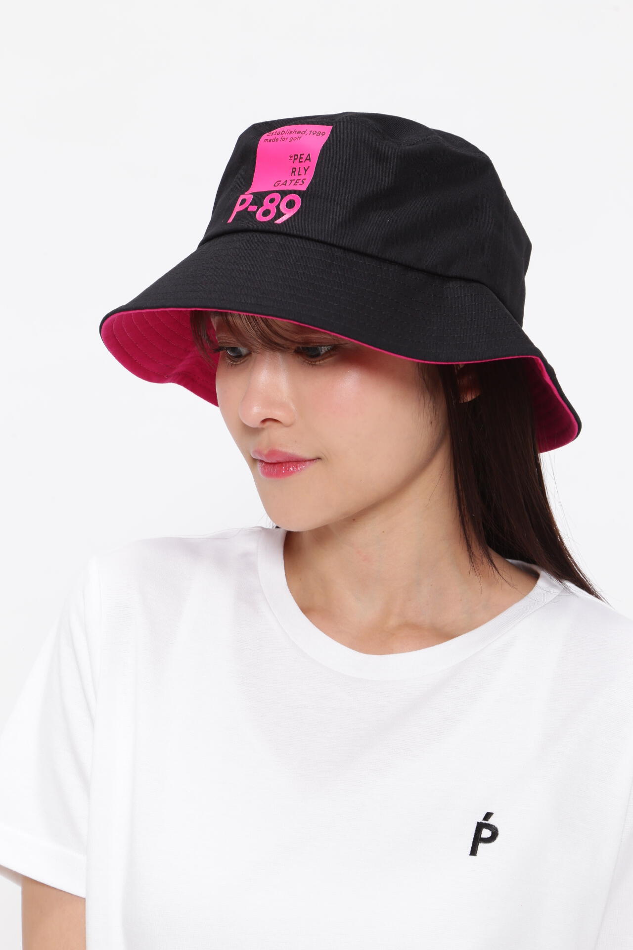 パーリーゲイツ】P-89ロゴ ハット ＜Pink with BLACK＞ (UNISEX)