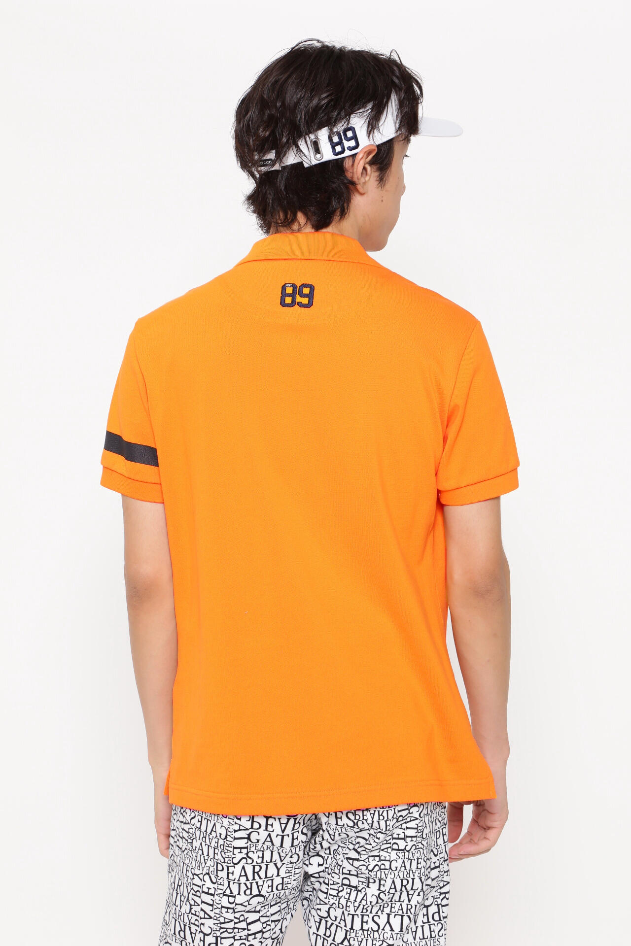 600mm身幅パーリーゲイツ ゴルフ ポロシャツ 日本製 オレンジ サイズ1 レディース