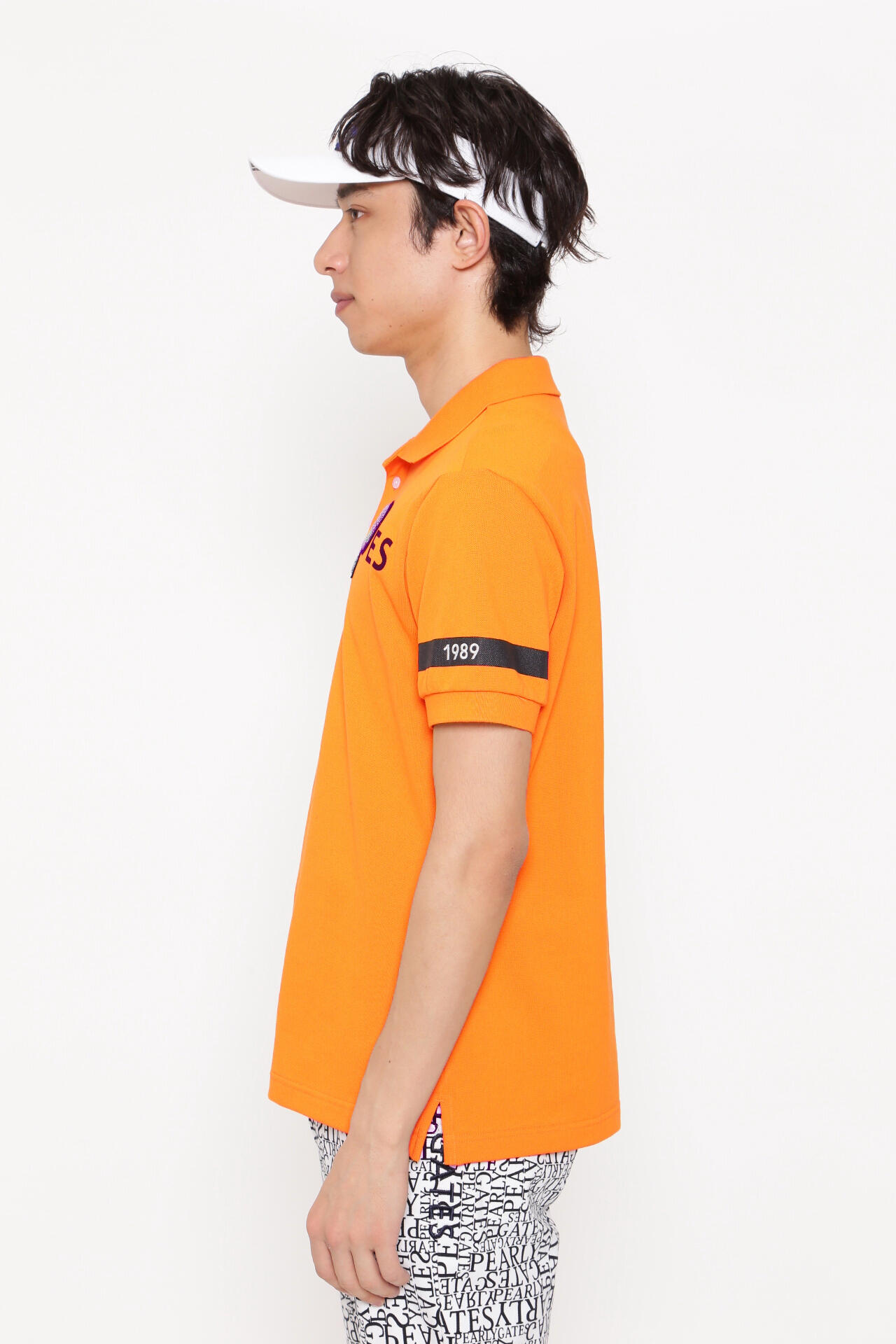 600mm身幅パーリーゲイツ ゴルフ ポロシャツ 日本製 オレンジ サイズ1 レディース