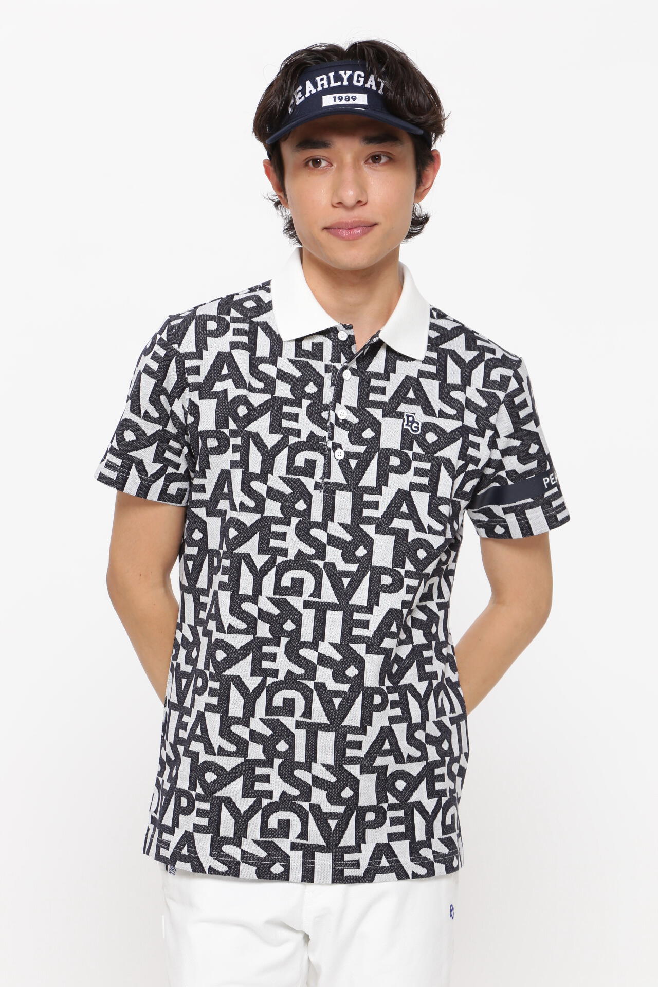 パーリーゲイツ】ロゴジャガード半袖ポロシャツ 