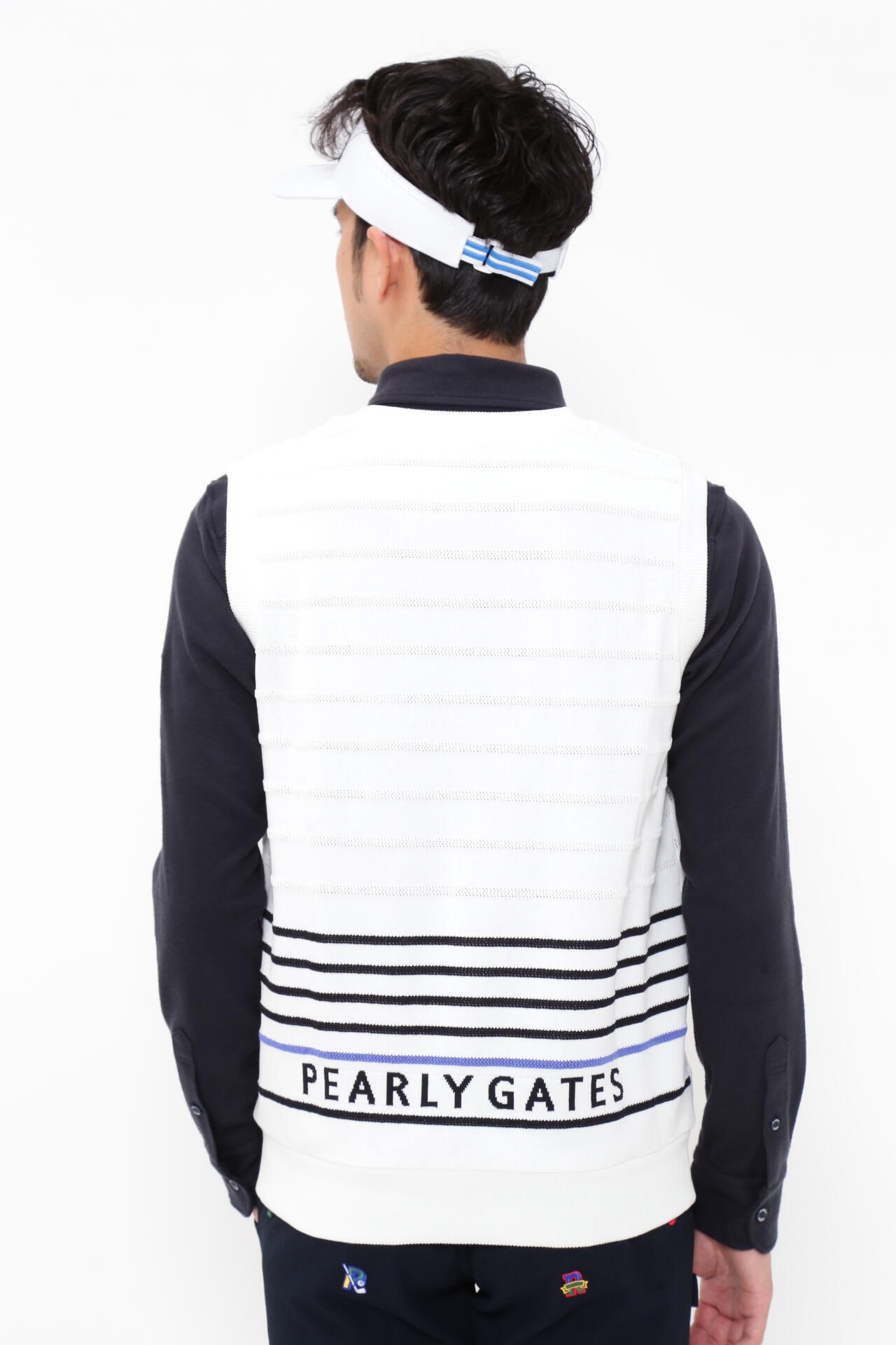 PEARLY GATES パーリーゲイツ リバーシブルベスト 総柄 ネイビー系 サイズ：5 ランク：A- 【中古】ゴルフウェア ベスト  中古ゴルフウェア通販サイトSTST(ストスト)