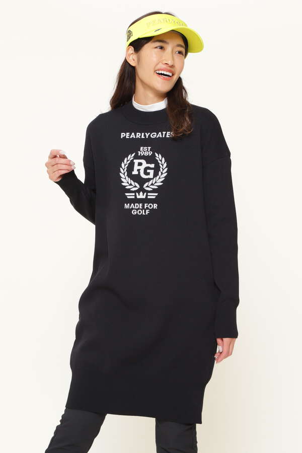 パーリーゲイツ コットンビーム 光栓 モックネック ニット ワンピース