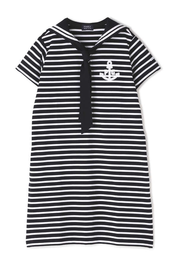 パーリーゲイツ ベア天竺 半袖 セーラー カラー カットソー ワンピース ボーダー