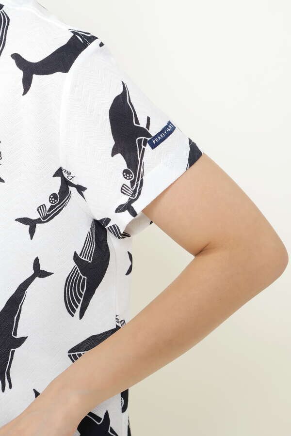 【パーリーゲイツ】ジグザグジャガード クジラ柄 半袖 ポロシャツ