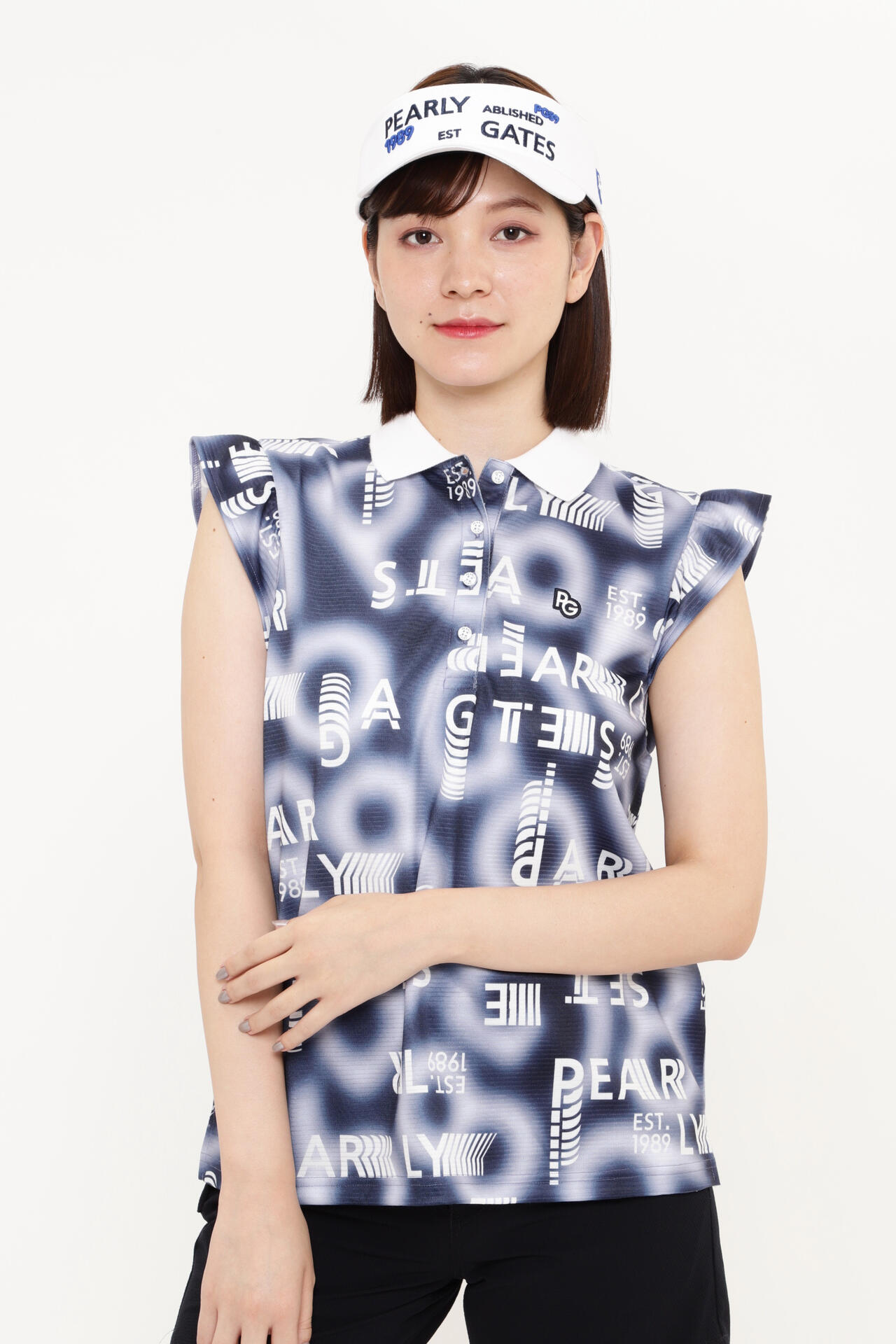 PEARLY GATES - フリル袖ポロシャツ PEARLY GATES PEARLY GATES ポロシャツ 「PEARLY GATES」Pe格子サッカー半袖