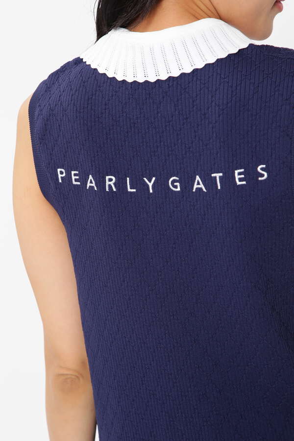 PEARLY GATES】光栓 スリーブレスニットワンピース ゴルフ レディース