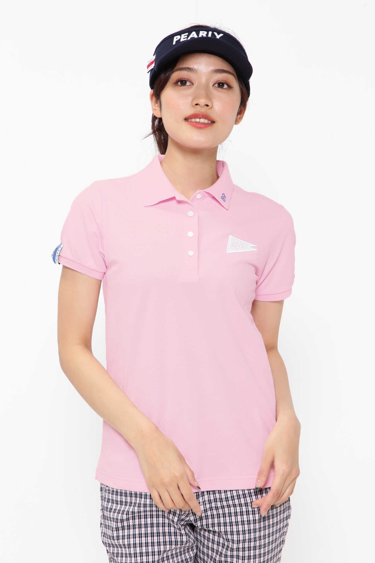 パーリーゲイツ　ネイビーロゴ　ポロシャツ　ピンク　サイズ0