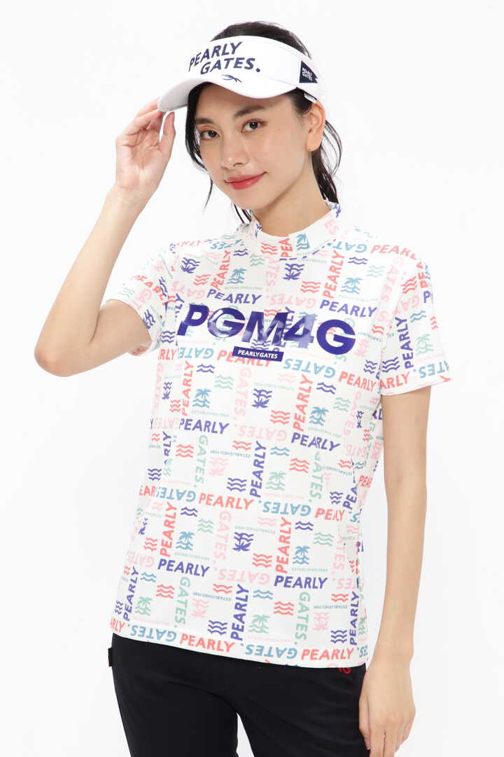 パーリーゲイツ】ポリエステルストレッチメッシュ 半袖ハイネック 