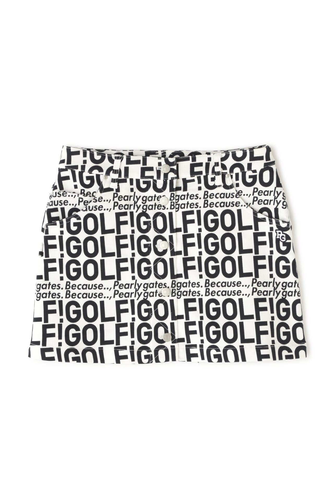 GOLF柄 (大) コットンストレッチカルゼ表ピーチ 5ポケットスカート ＜GOLFロゴ＞