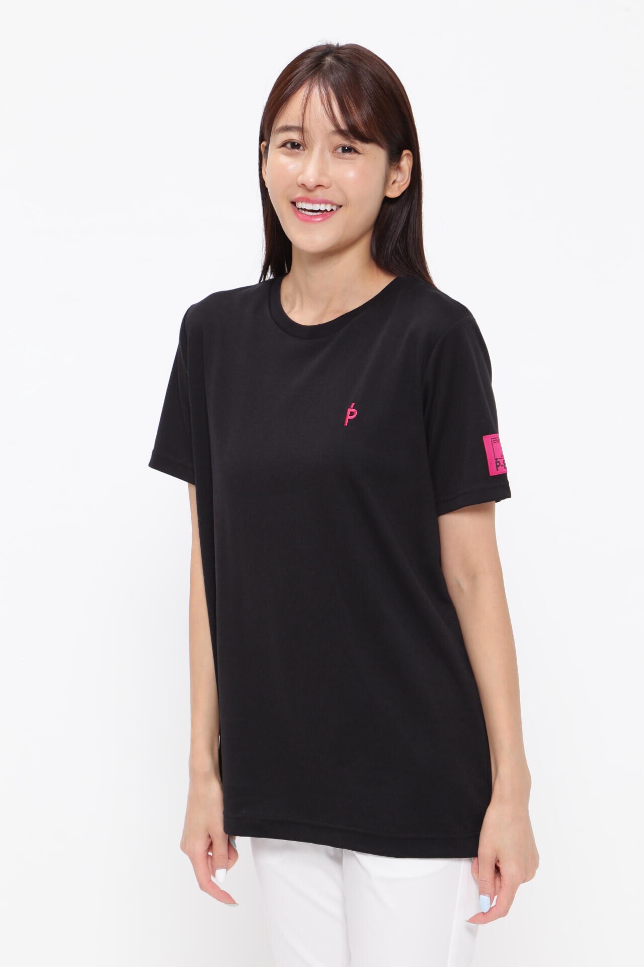 T/C ポンチローマ 半袖Tシャツ ＜Pink with BLACK＞