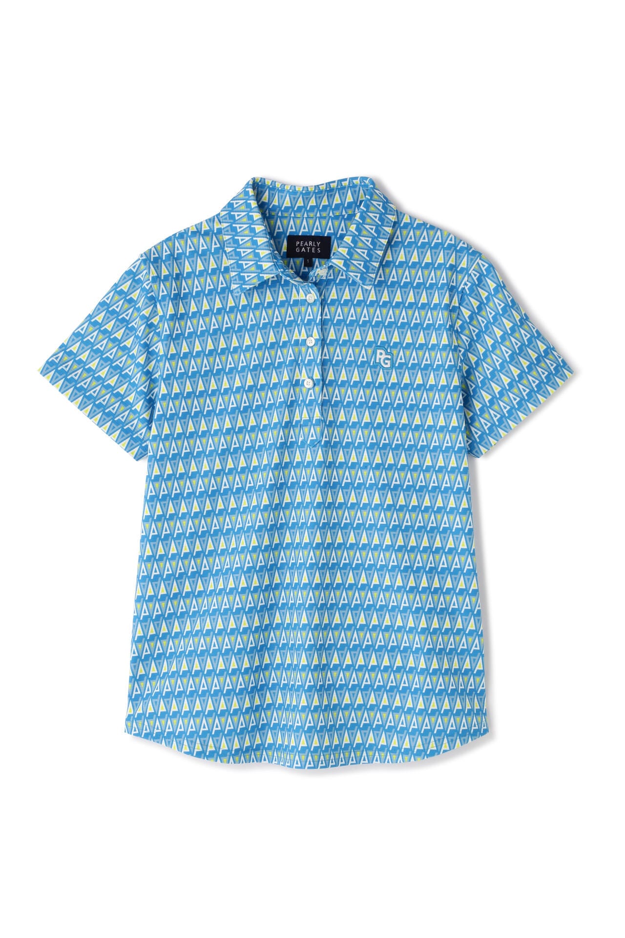 【SALE】【公式/パーリーゲイツ】 ロゴ幾何学柄プリント メッシュ半袖ポロシャツ