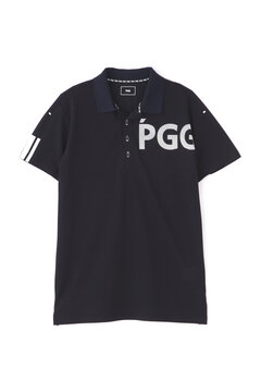 【PGG】ボーダー柄ジャージー 半袖ポロシャツ (MENS)