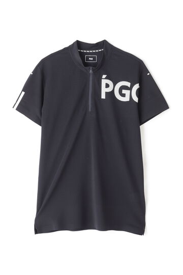 【PGG】ボーダー柄ジャージー半袖ハーフジップカットソー (MENS)