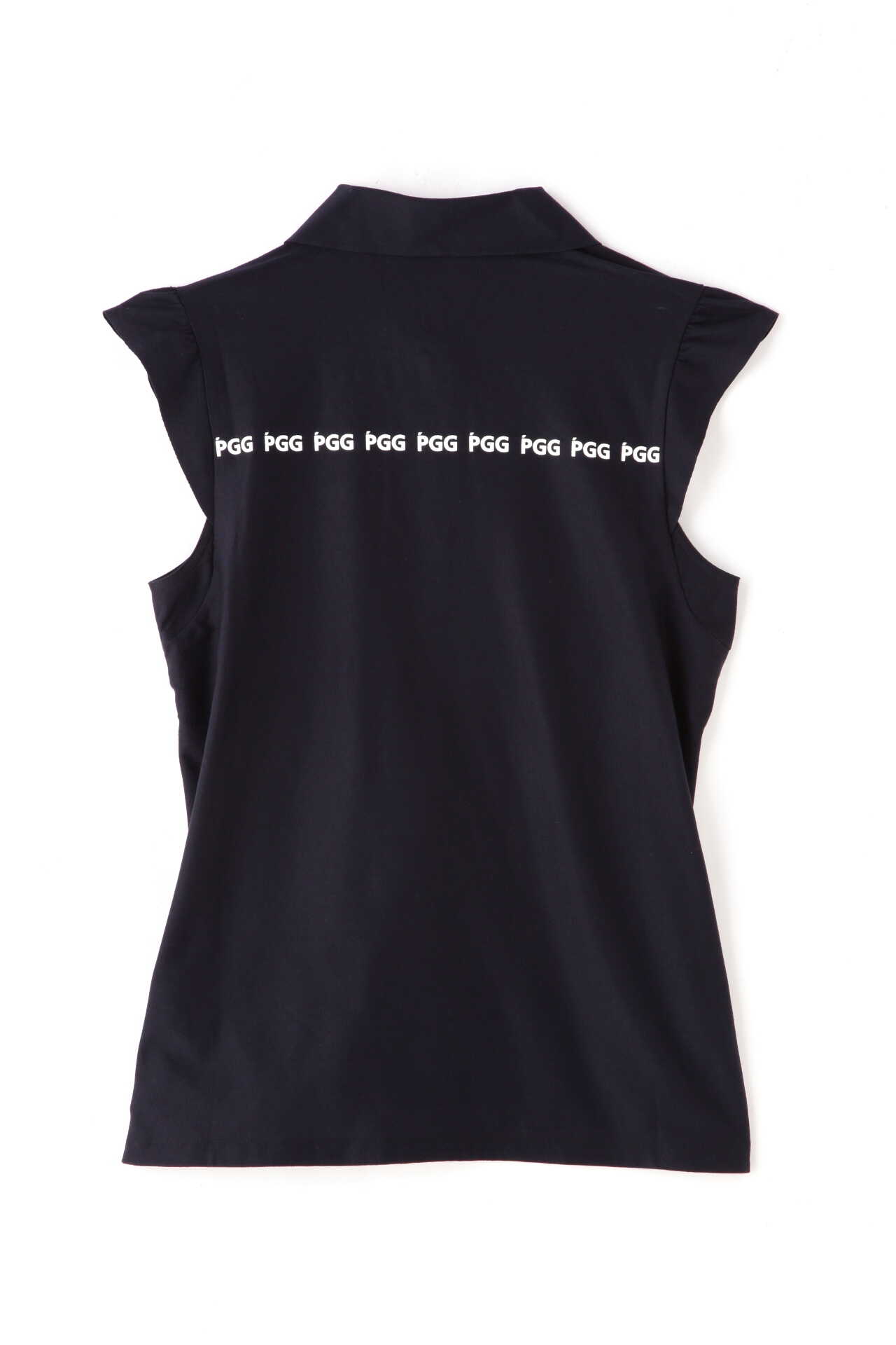 PGG】デニムライク 袖フリル ポロシャツ新品レディース