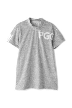 【PGG】ボーダー柄ジャージー半袖ハーフジップカットソー ＜杢グレー・マーブル＞ (LADIES)
