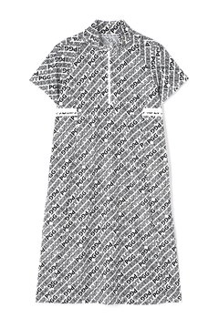 【PGG】パイルメッシュ ハーフジップアップワンピース ＜マーブル/ロゴ総柄＞ (LADIES)