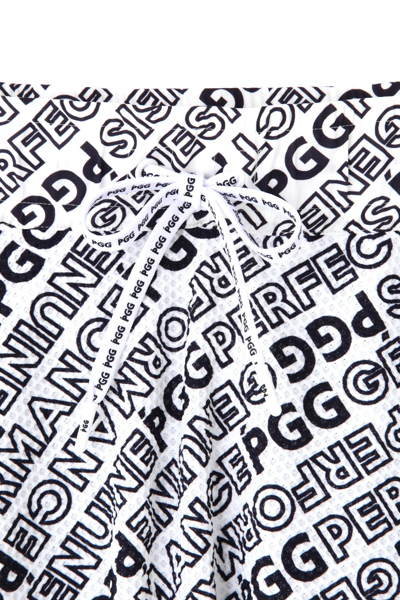 【PGG】ストレッチトリコット×ディンプルメッシュ スカート ＜テープロゴ・ロゴ総柄＞ (LADIES)