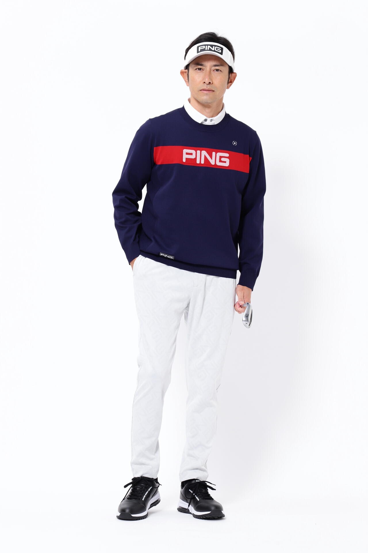 ピン】【PING APPAREL】クルーネックニットプルオーバー ＜GOLD＞ (MENS)