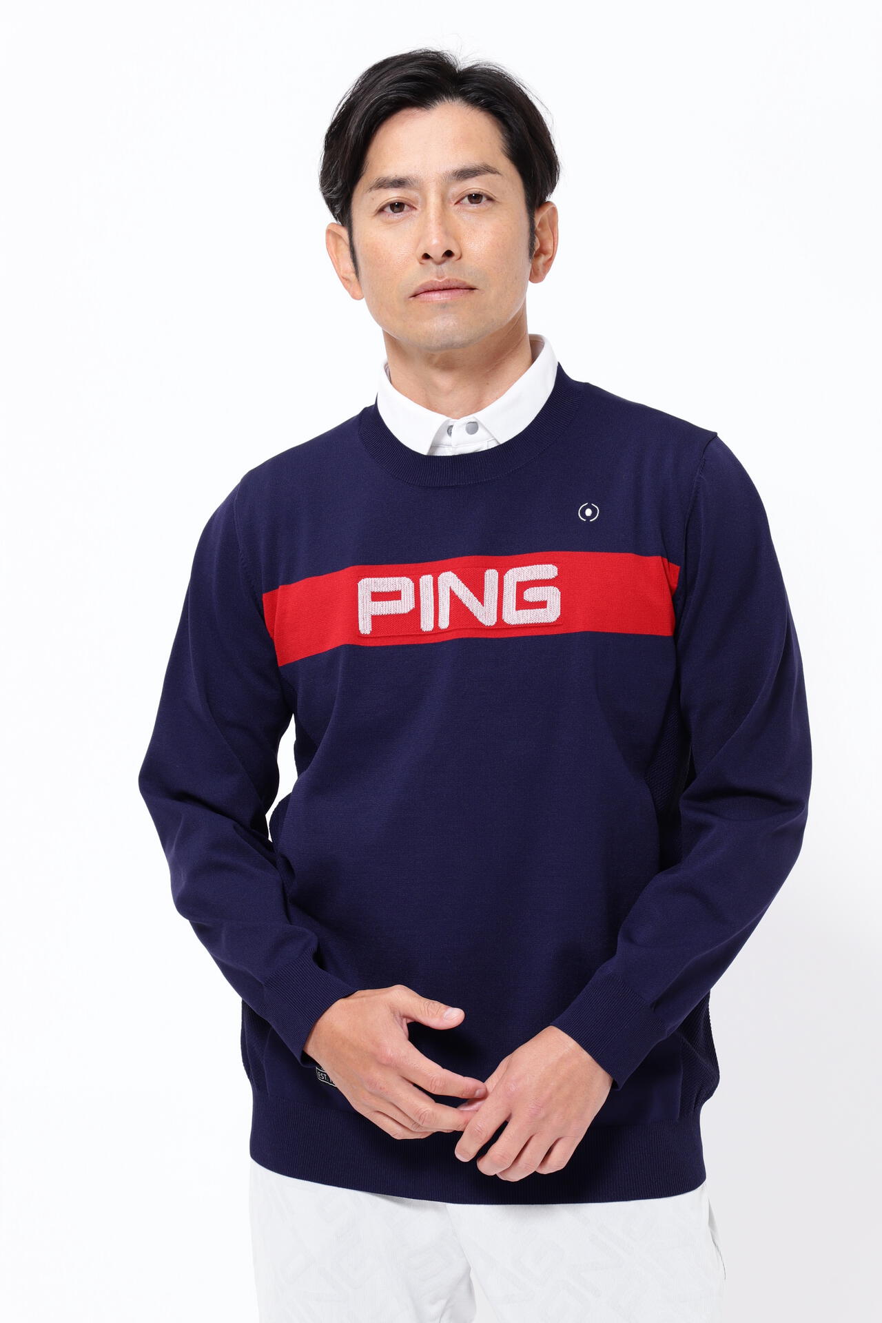 ピン】【PING APPAREL】クルーネックニットプルオーバー ＜GOLD＞ (MENS)