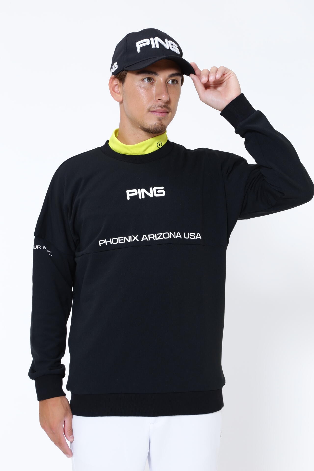 ピン】【PING APPAREL】ドビードッツ裏起毛クルーネックプルオーバー