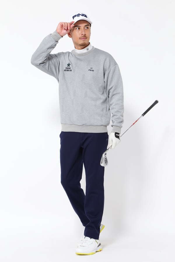 【PING APPAREL】Mr.PINGアルファベットシャドー柄 クルーネックスウェットプルオーバー ＜NATIVE＞ (MENS)