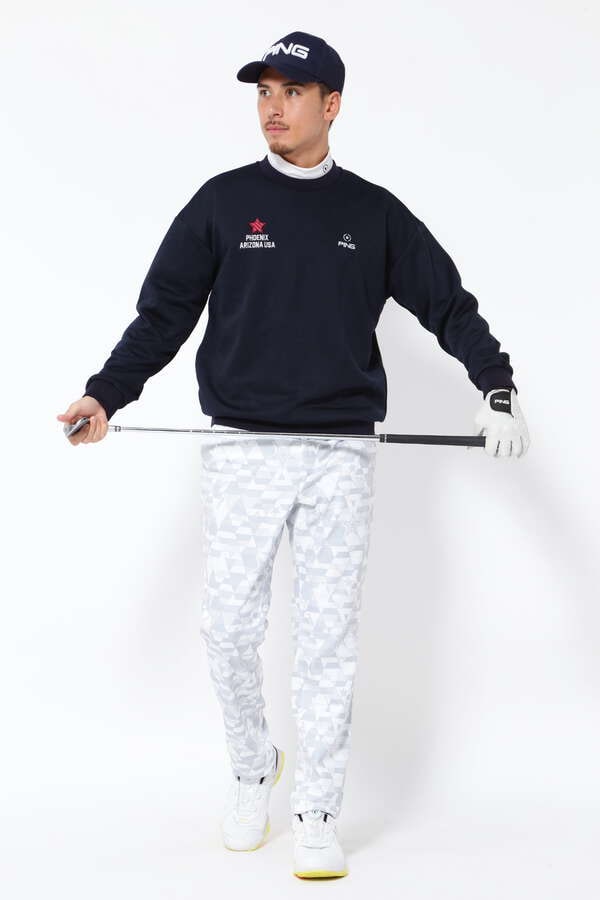 【PING APPAREL】Mr.PINGアルファベットシャドー柄 クルーネックスウェットプルオーバー ＜NATIVE＞ (MENS)