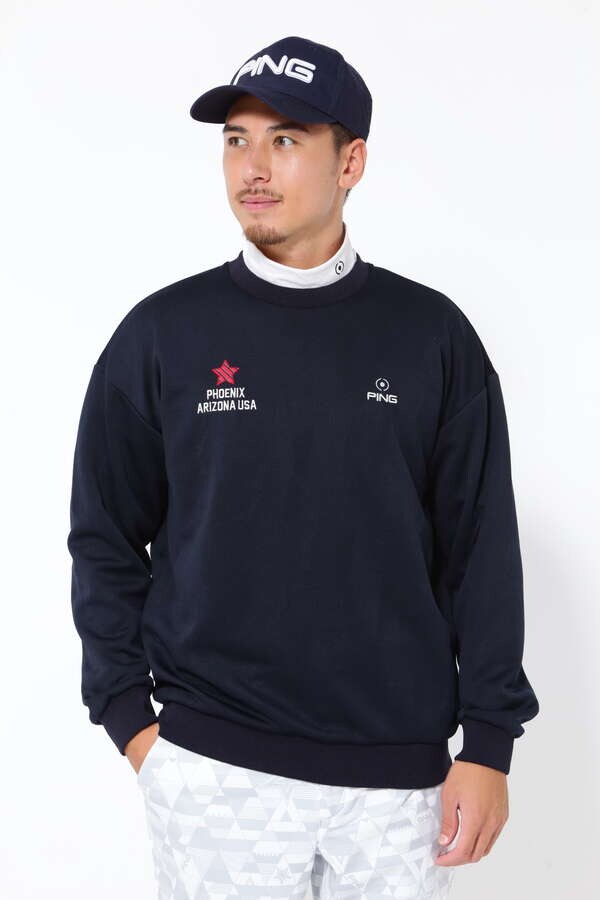 【PING APPAREL】Mr.PINGアルファベットシャドー柄 クルーネックスウェットプルオーバー ＜NATIVE＞ (MENS)