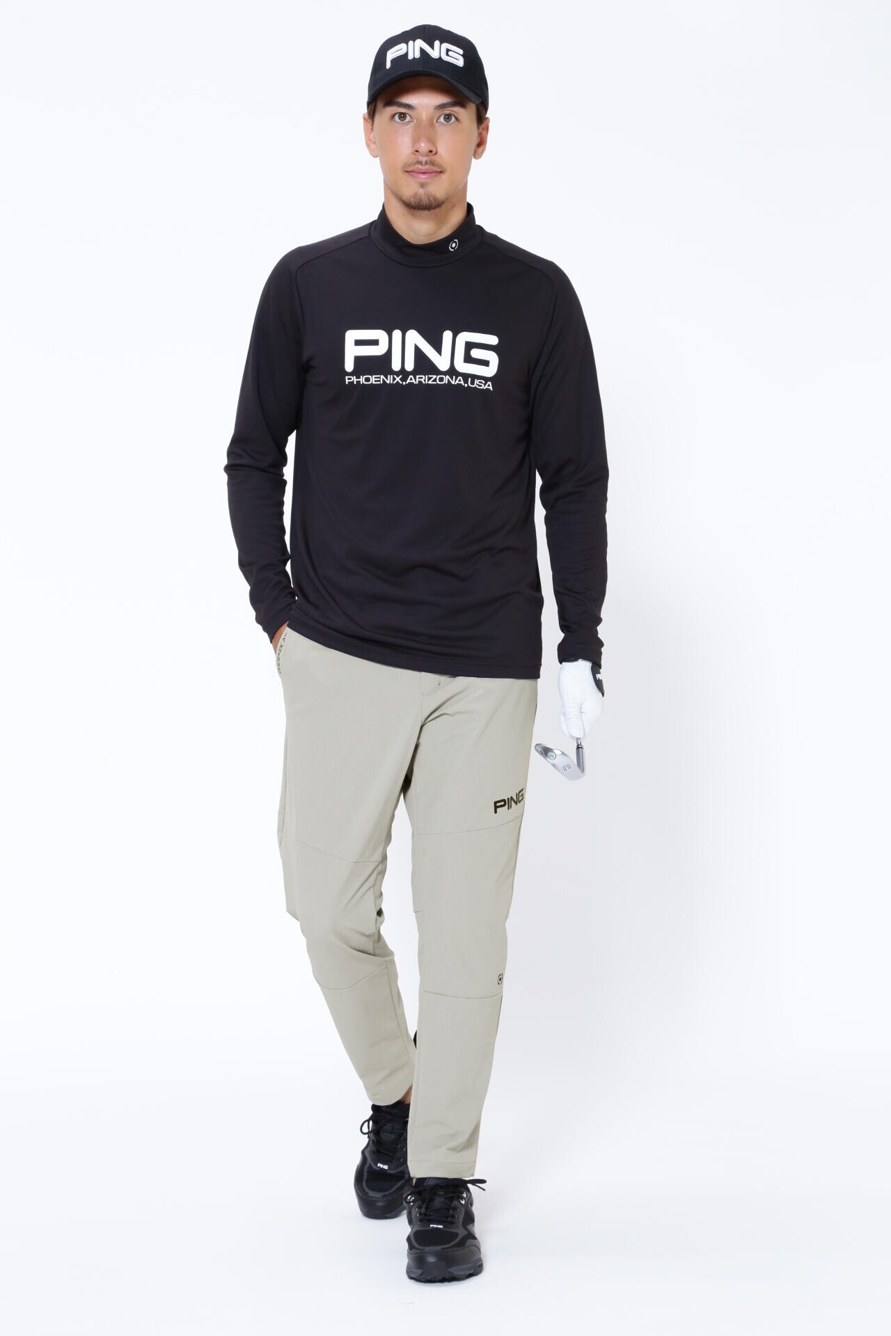 PING APPAREL】クールコア ストレッチ起毛 長袖ハイネックカットソー