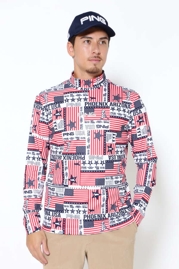 【PING APPAREL】クイックドライUV 長袖カノコハイネックカットソー ＜NATIVE＞ (MENS)