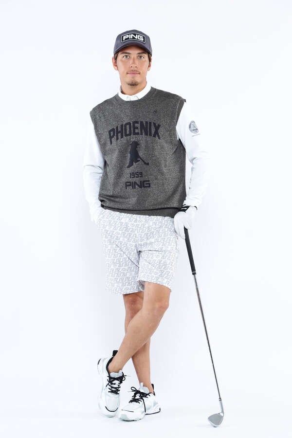 【PING APPAREL】PHOENIX Mr.PINGジャガード軽量クルーネックニットベストプルオーバー ＜NATIVE＞ (MENS)