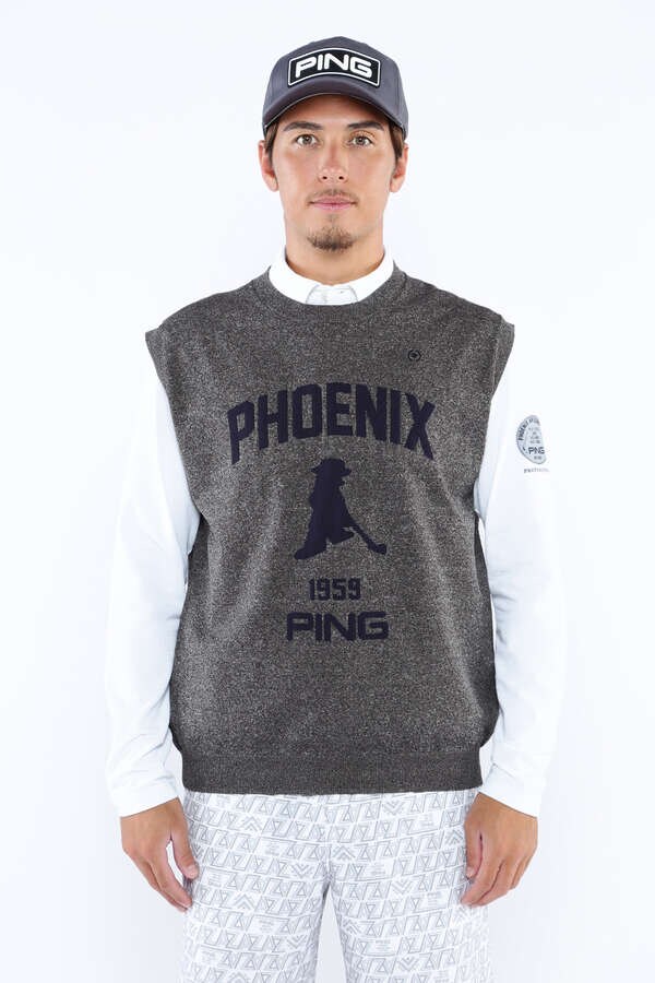 【PING APPAREL】PHOENIX Mr.PINGジャガード軽量クルーネックニットベストプルオーバー ＜NATIVE＞ (MENS)