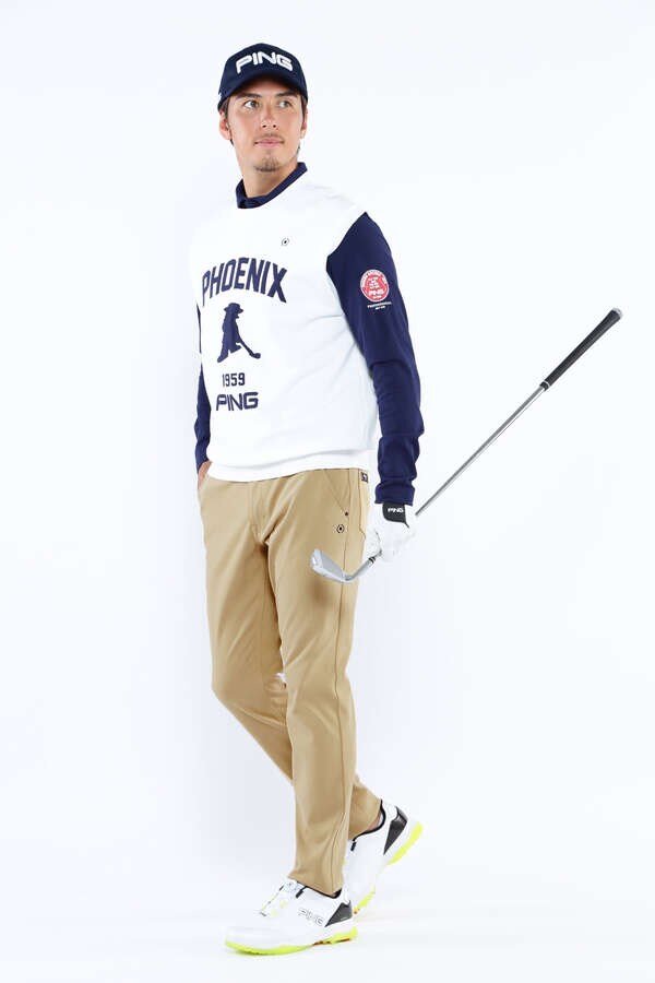 【PING APPAREL】PHOENIX Mr.PINGジャガード軽量クルーネックニットベストプルオーバー ＜NATIVE＞ (MENS)