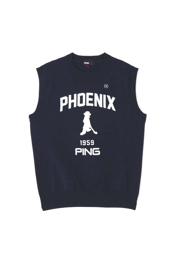 【PING APPAREL】PHOENIX Mr.PINGジャガード軽量クルーネックニットベストプルオーバー ＜NATIVE＞ (MENS)