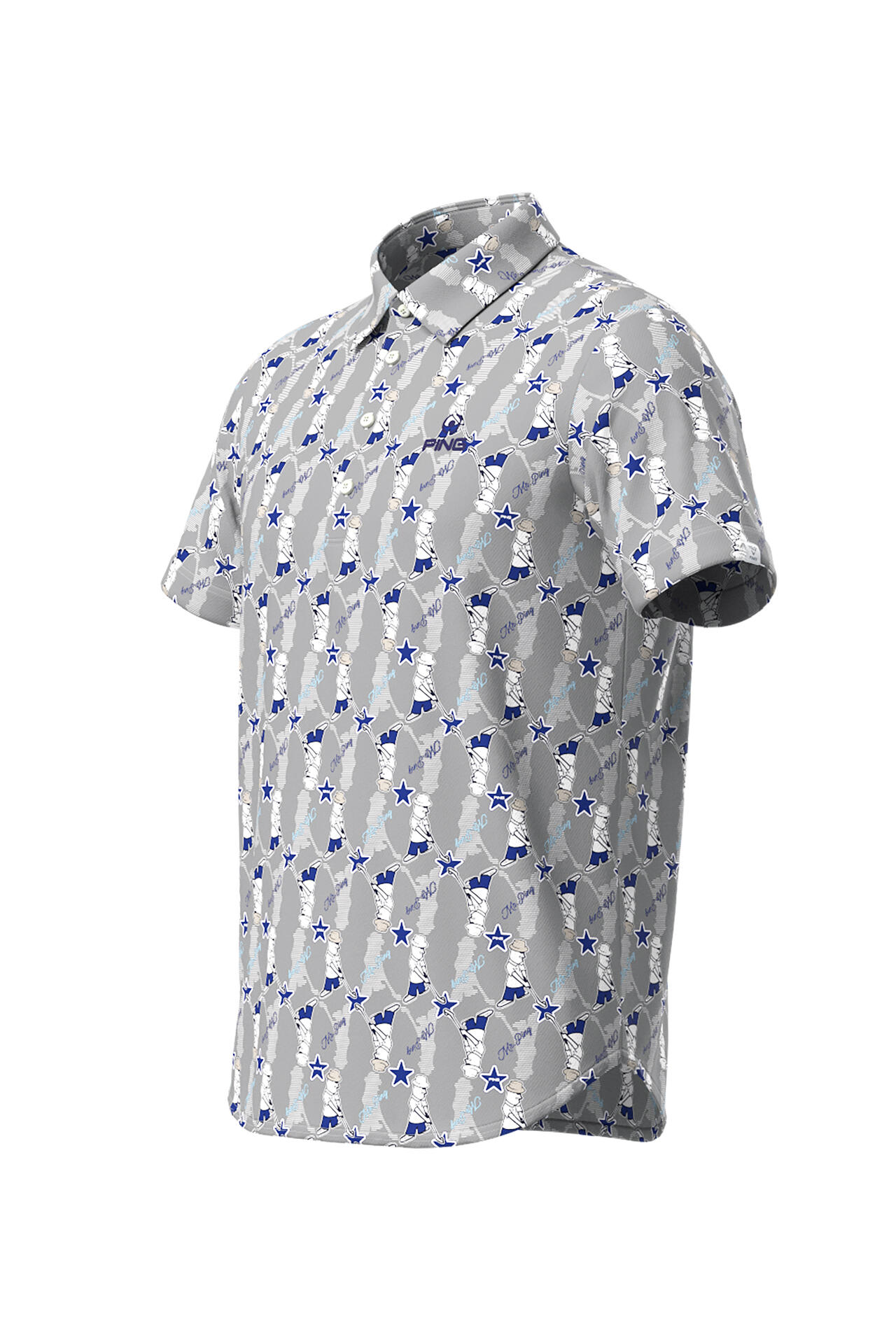 ピン】【PING APPAREL】Mr. PING総柄プリント 半袖ポロシャツ ＜NATIVE  