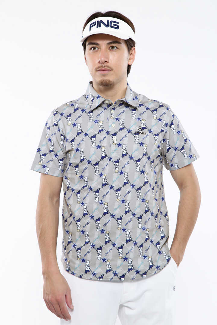 ピン】【PING APPAREL】Mr. PING総柄プリント 半袖ポロシャツ ＜NATIVE  