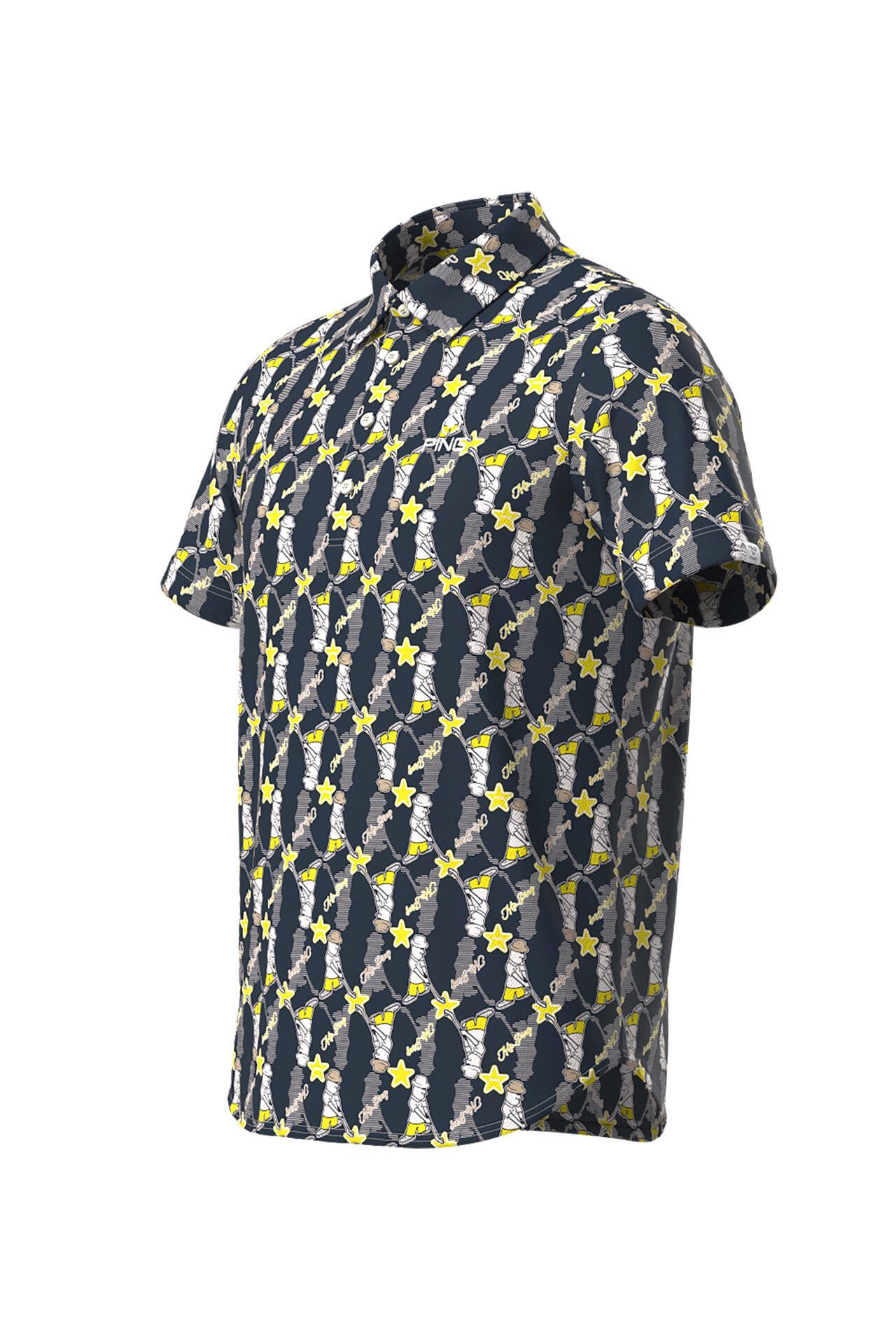 ピン】【PING APPAREL】Mr. PING総柄プリント 半袖ポロシャツ ＜NATIVE 