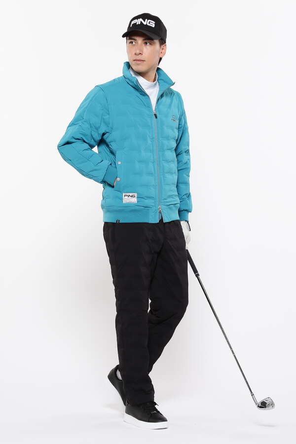 【PING APPAREL】全方向ストレッチ接結ジャカード二重織2WAY中綿フルジップブルゾン ＜GOLD＞ (MENS)