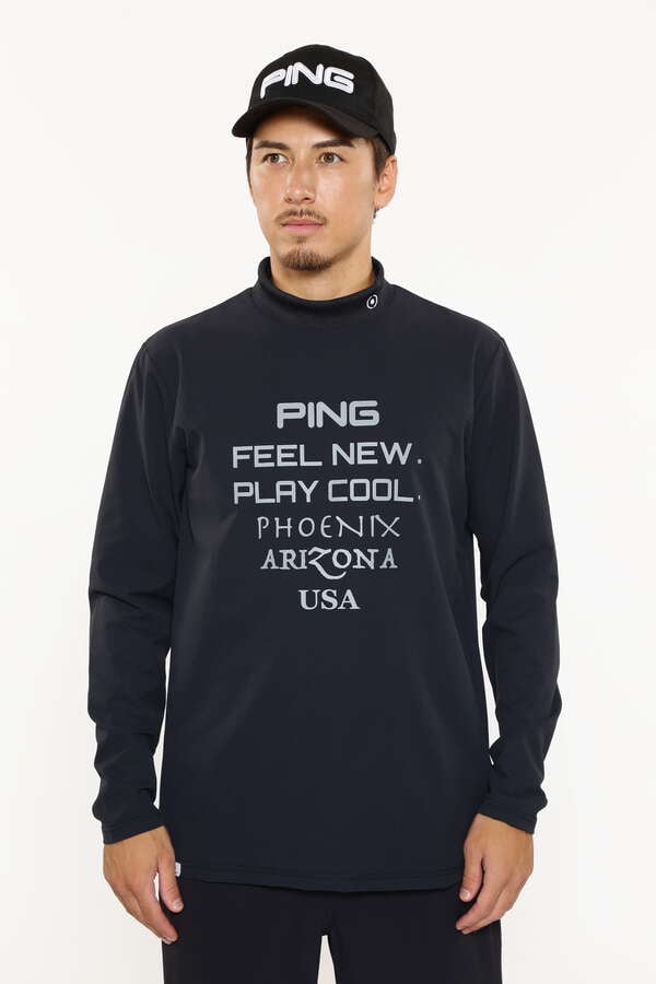 【PING APPAREL】ストレッチ布帛長袖ハイネックカットソー ＜PERFORMANCE＞ (MENS)