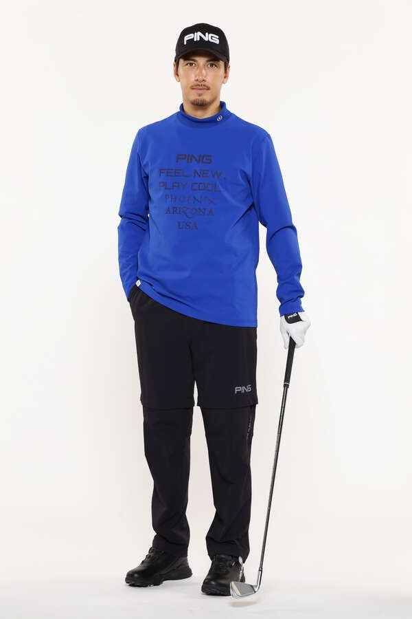 【PING APPAREL】ストレッチ布帛長袖ハイネックカットソー ＜PERFORMANCE＞ (MENS)