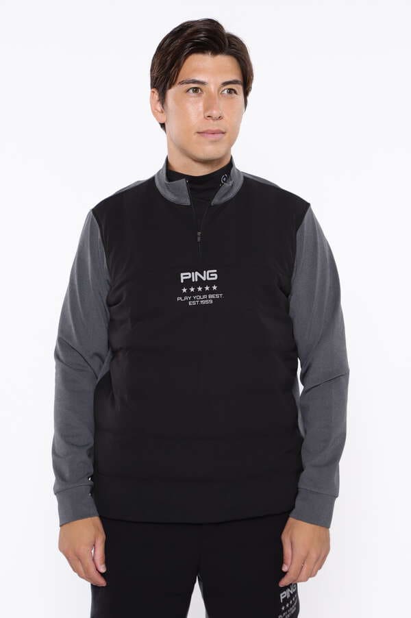 【PING APPAREL】PTTハーフ起毛/全方向ストレッチ杢MIX加工中綿ハイネックカットソー ＜PERFORMANCE＞ (MENS)