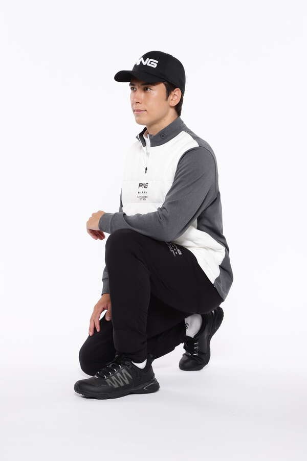 【PING APPAREL】PTTハーフ起毛/全方向ストレッチ杢MIX加工中綿ハイネックカットソー ＜PERFORMANCE＞ (MENS)